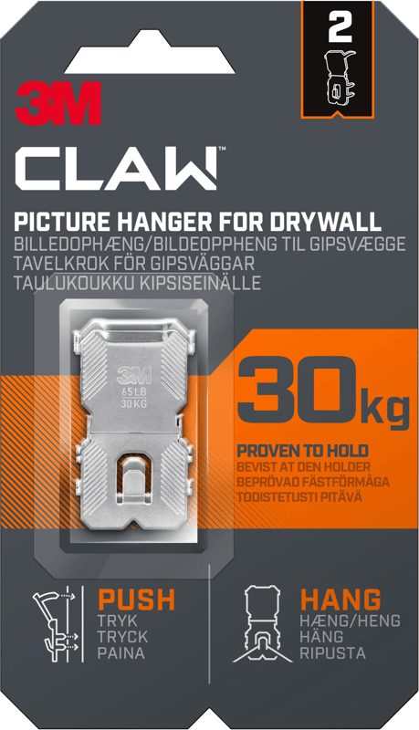 Bilde av Claw Hook til gipsvegg, 30 kg, 2 kroker