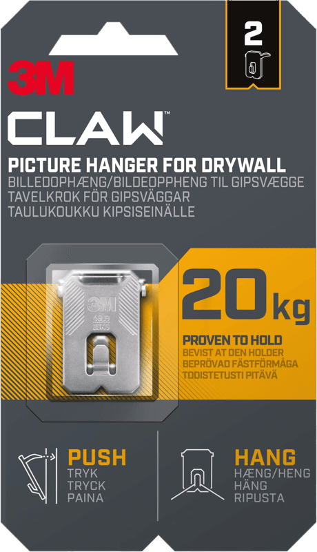 Bilde av Claw Hook til gipsvegg, 20 kg, 2 kroker