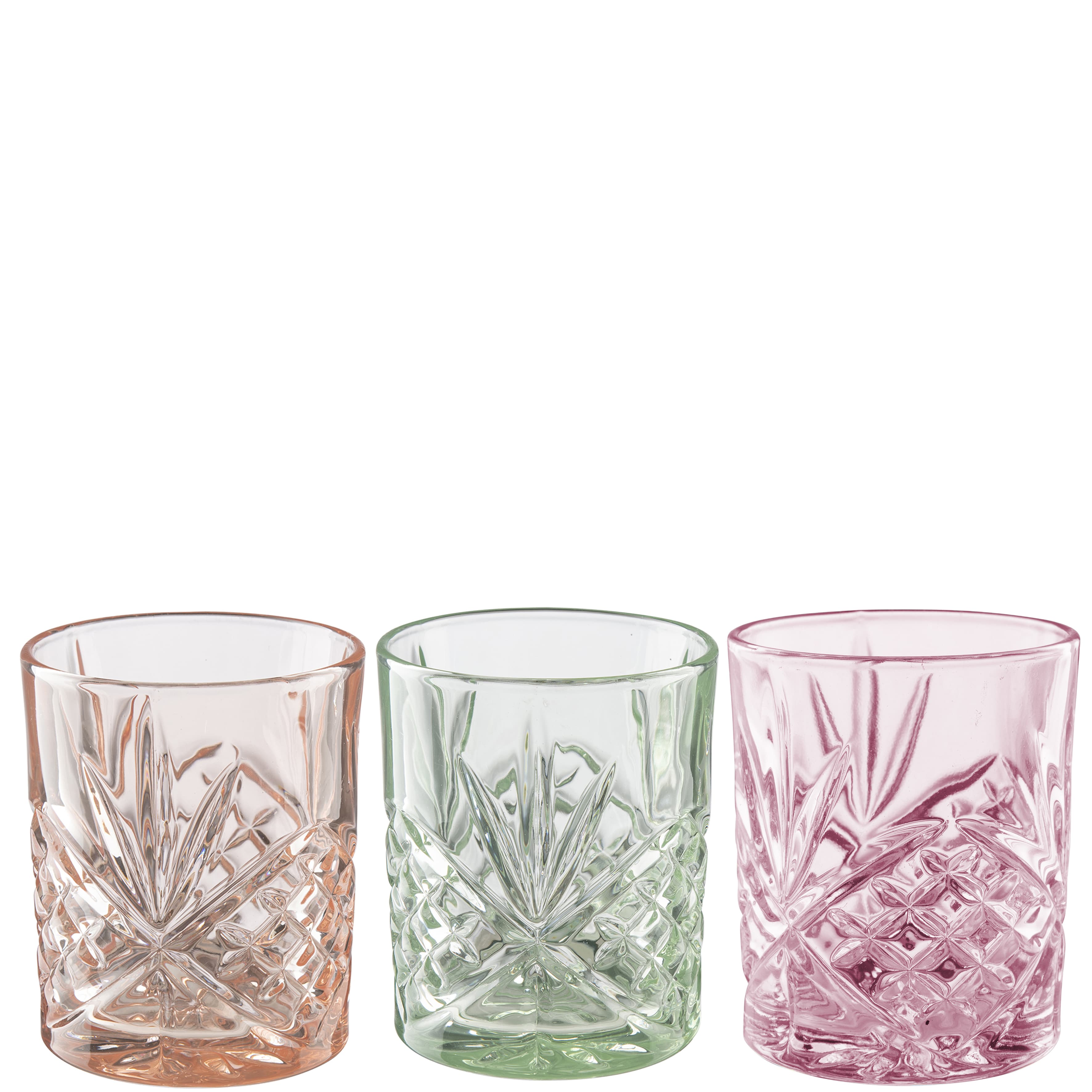 Bilde av Crisp Telysholder glass 3ass D8,3 H9,8 cm pink/peach/jade