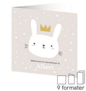 Invitasjonskort | Dåp | Beige kanin