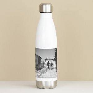 Hvit metall flaske  - God tur