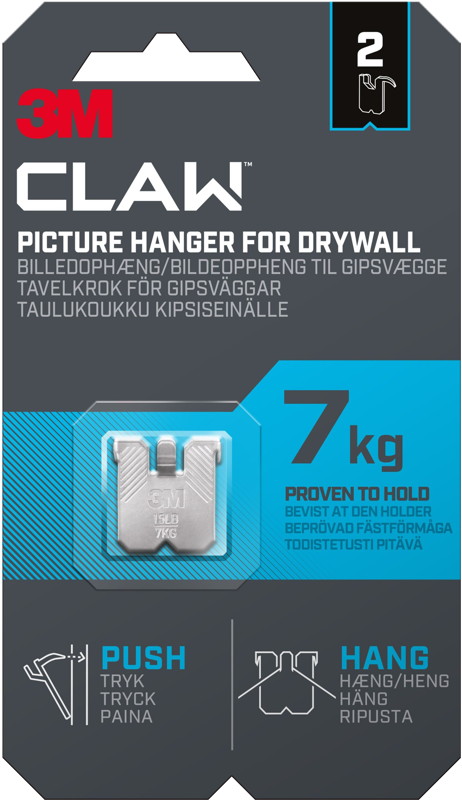 Bilde av Claw Hook til gipsvegg, hold 7 kg, 2 kroker