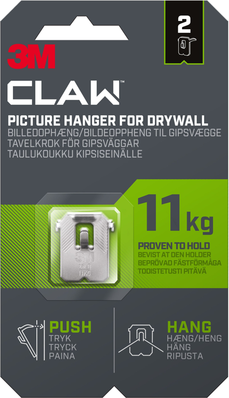 Bilde av Claw Hook til gipsvegger, hold 11 kg, 2 kroker